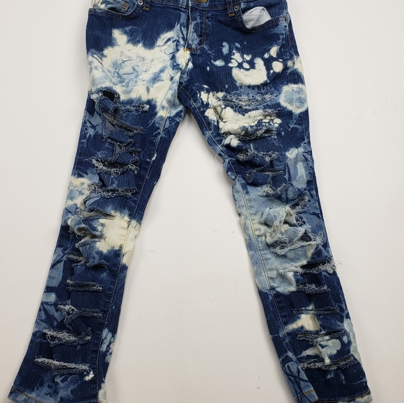 Girl's custom bleached shredded super skinny jeans children's place size 6 plus - Picture 1 of 5
